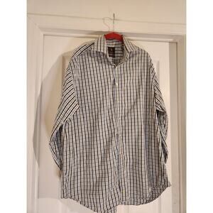 Tailorbyrd Mens Long Sleeve Button-Down Shirt Blue Brown XL